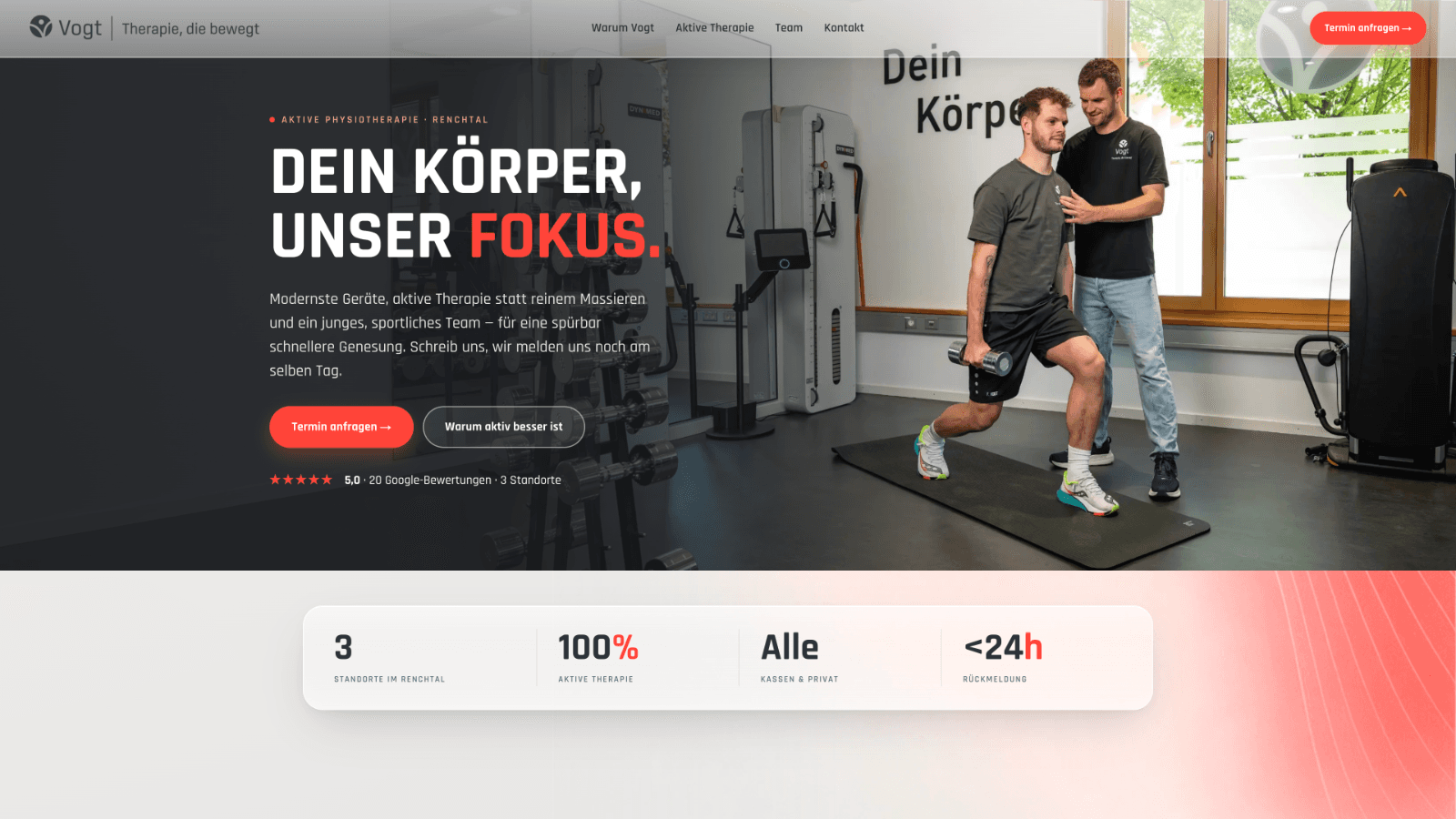 Startseite der Physipraxis Vogt